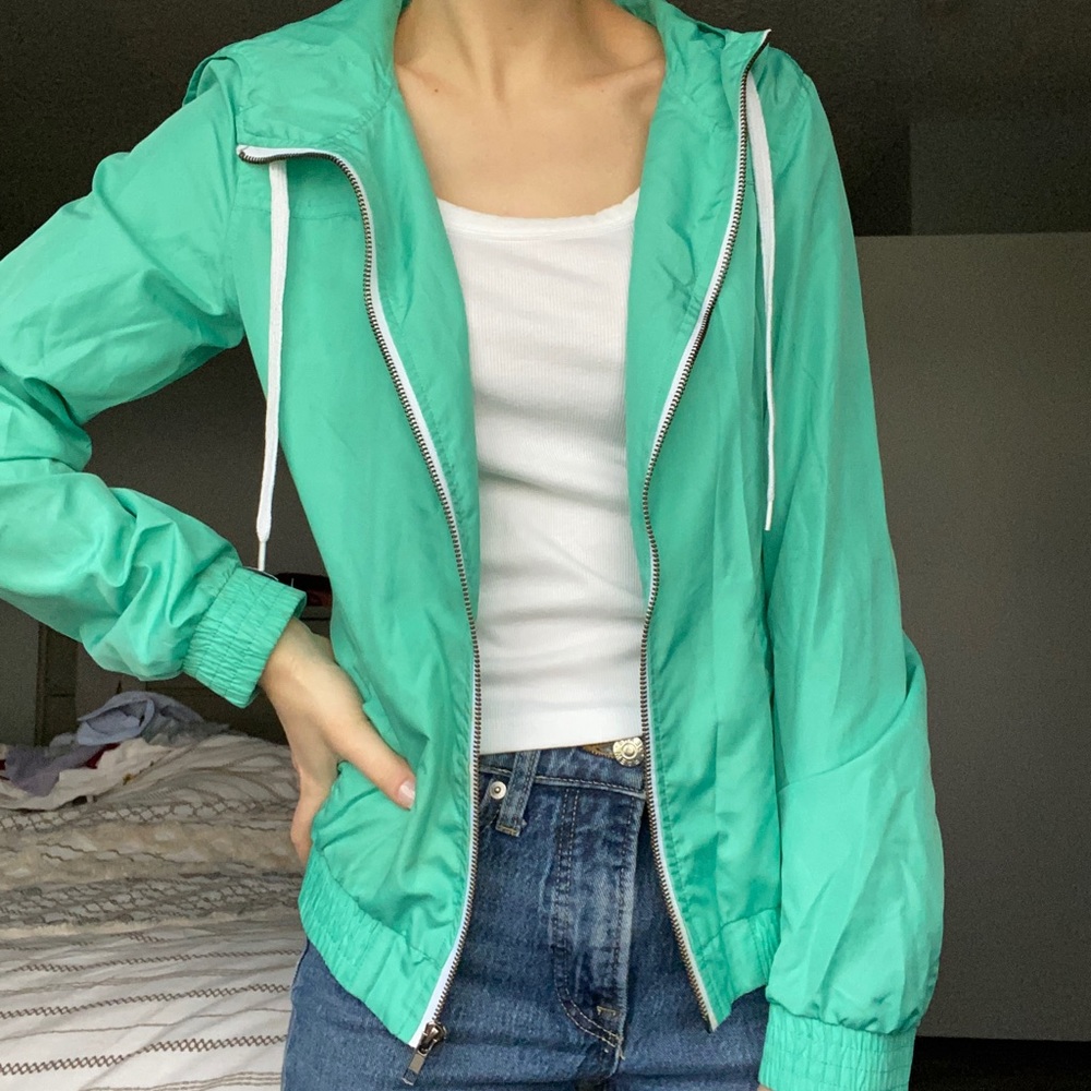 Bright mint windbreaker